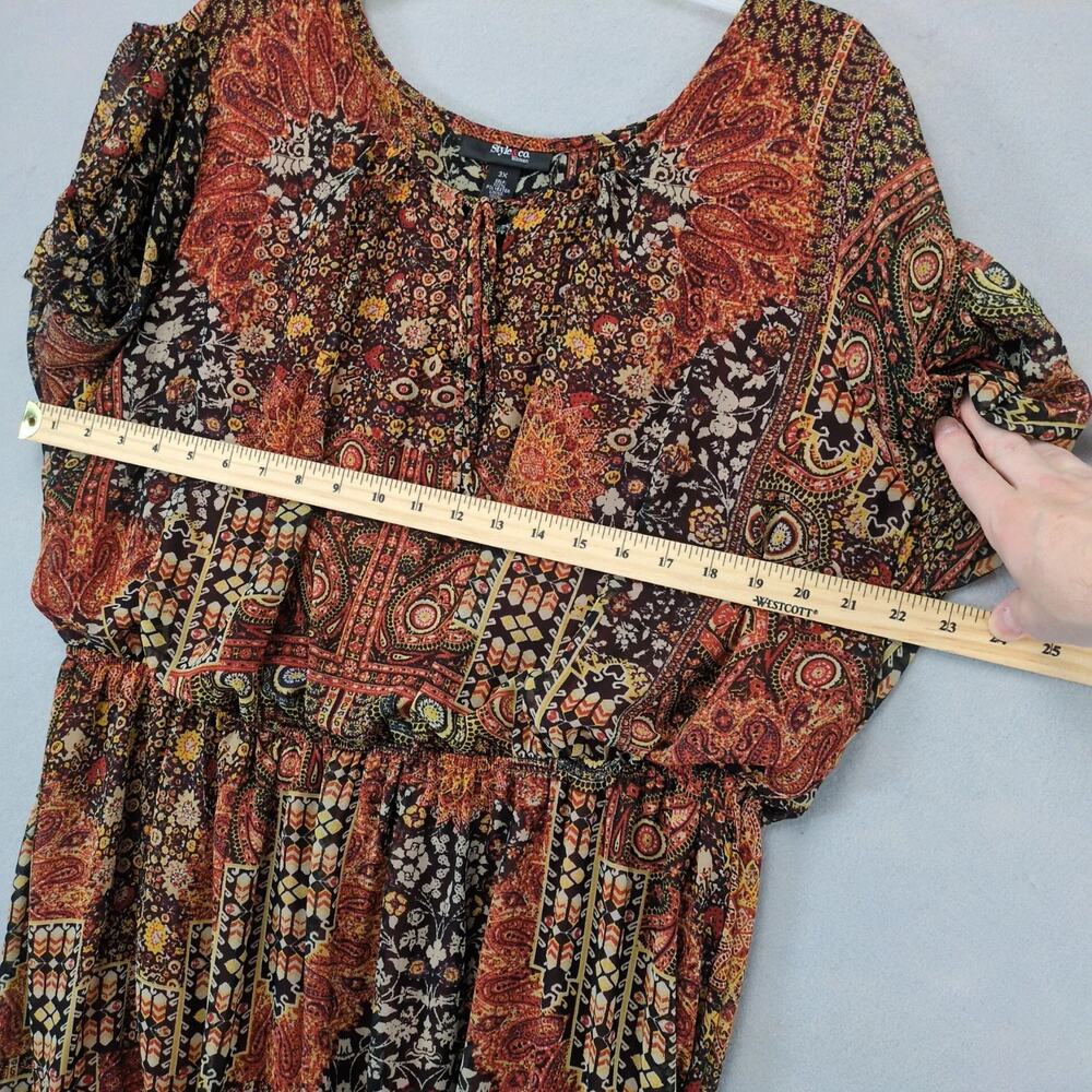 Style & Co Sheer Paisley Blouson Midi Dress Plus Size 3X Puff Slv Whimsigoth Y2K - Picture 6 of 10